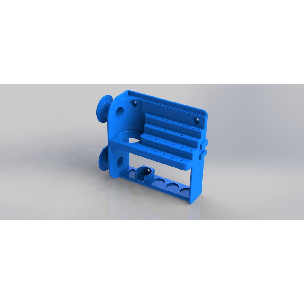 Wall-Mount Rotary Tool Rack with Cable & Bit Storage